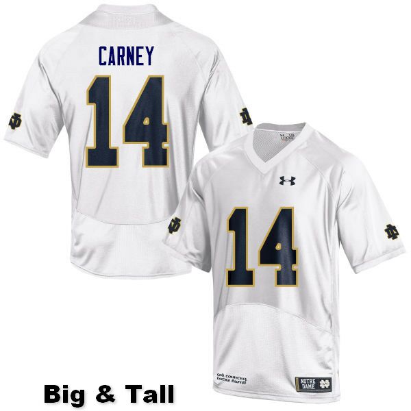 Men's NCAA Notre Dame Fighting Irish #14 J.D. Carney Stitched College Under Armour Authentic White Big & Tall Football Jersey GV10M01CD